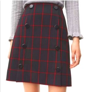 NWT LOFT navy/red plaid mini skirt, size 2P